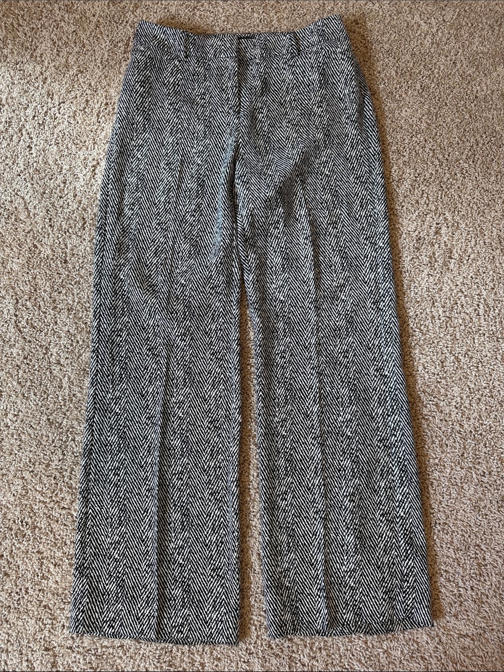 White House/Black Market Herringbone Wide Leg Trousers Pants Lightweight Size 2S